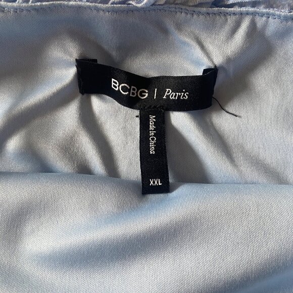 BCBG Paris Top Lined Blue & White Striped Dress Size XXL Tie Straps Side Pockets - Picture 11 of 12